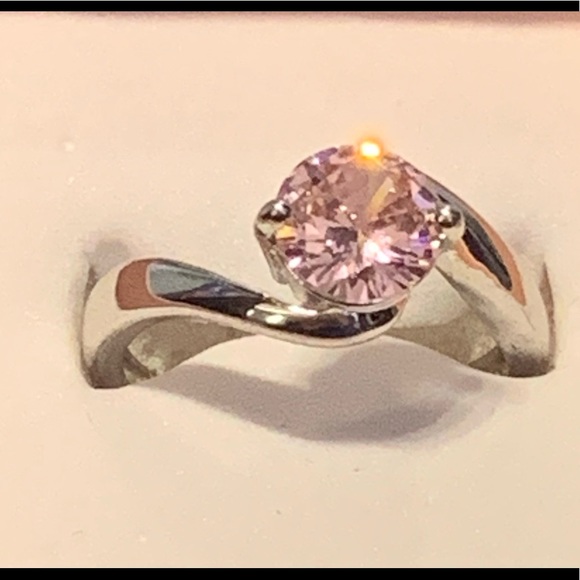 Jewelry - Beautiful Pink Crystal CZ Sterling Silver Ring